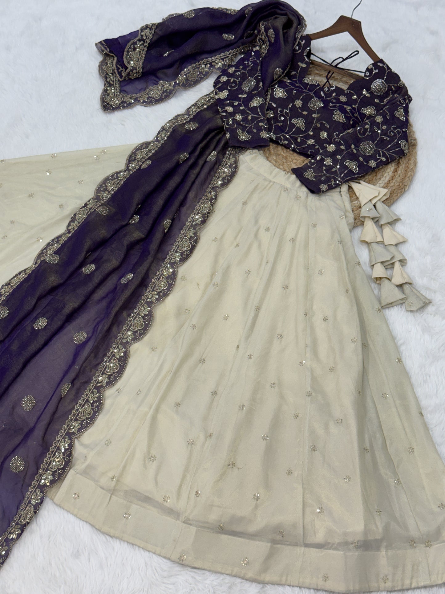 Lavishing Purple Zari Work Silk Reception Lehenga Choli