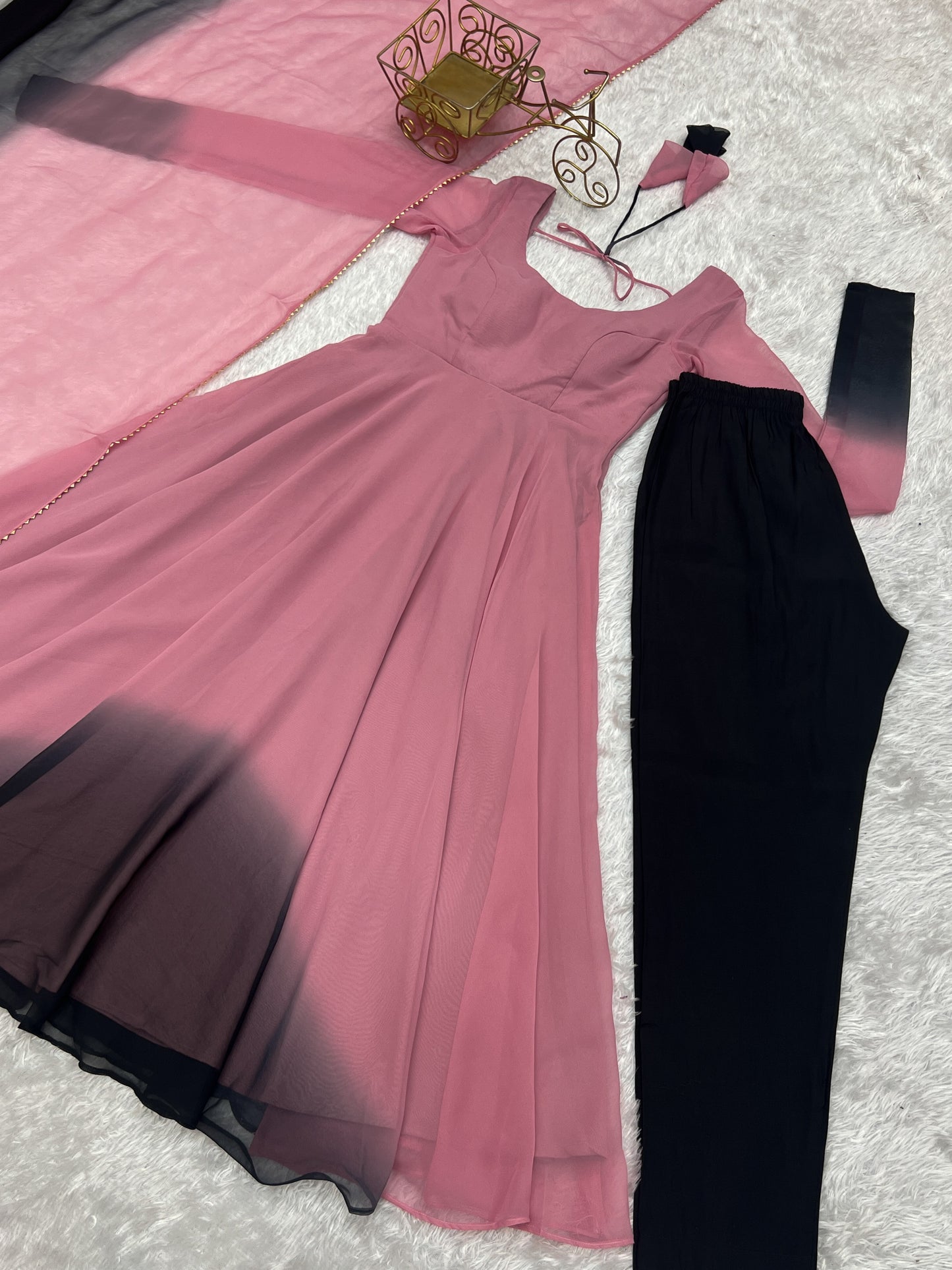 Alluring Baby Pink Plain Georgette Event Wear Anarkali Suit