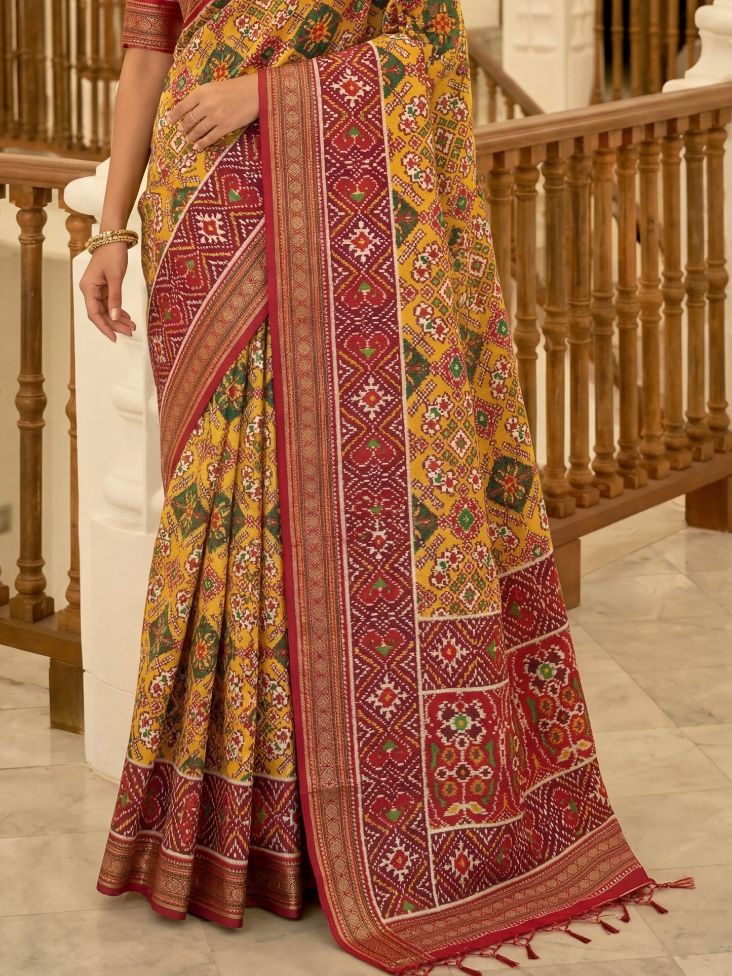 Alluring Yellow Patola Printed Silk Haldi Wear Saree
