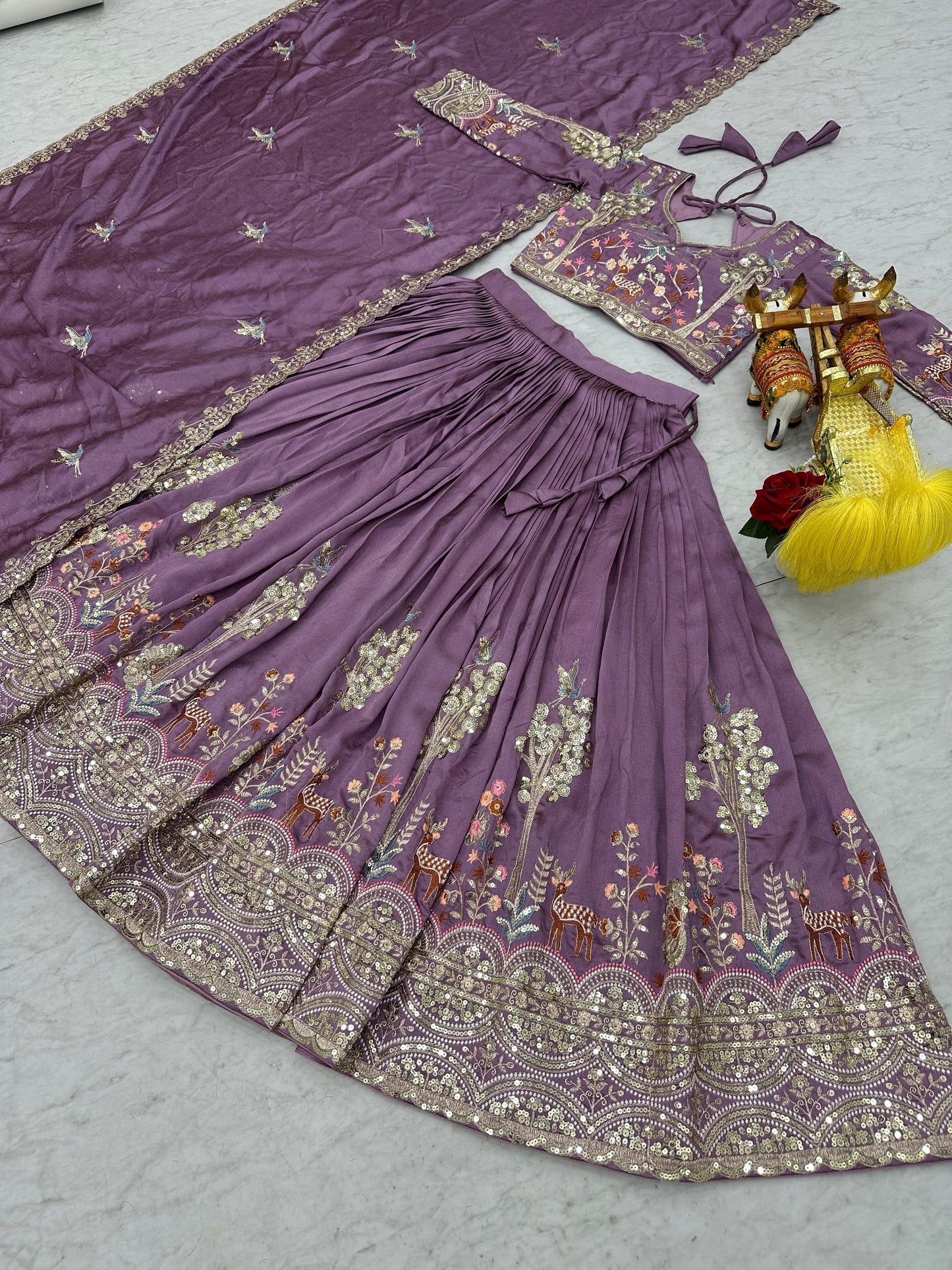 Amazing Purple Embroidered Silk Engagement Lehenga Choli