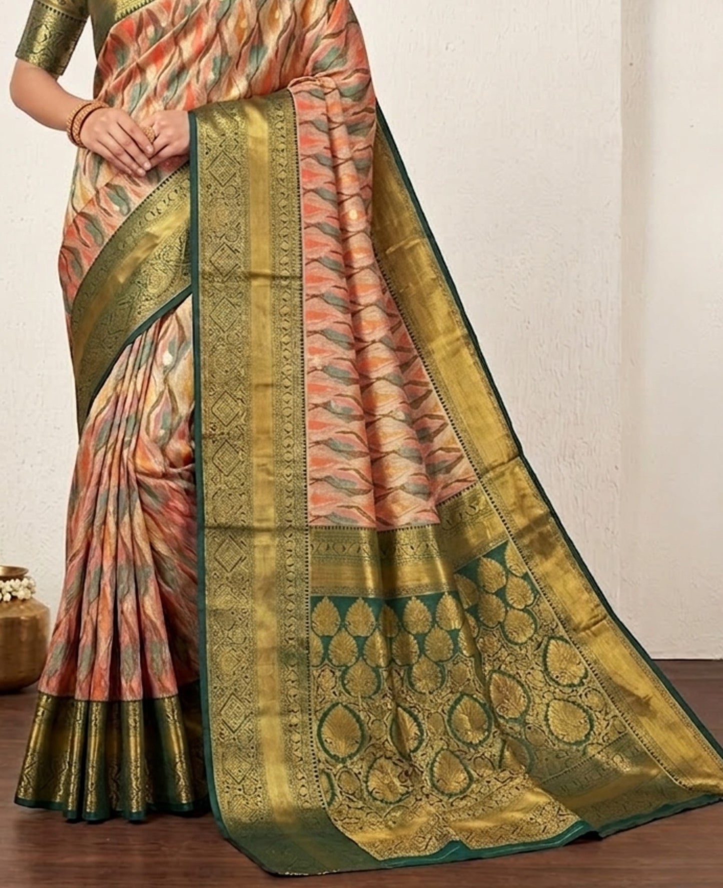 Impressive Pink & Green Heavy Zari Work Pattu Silk Saree