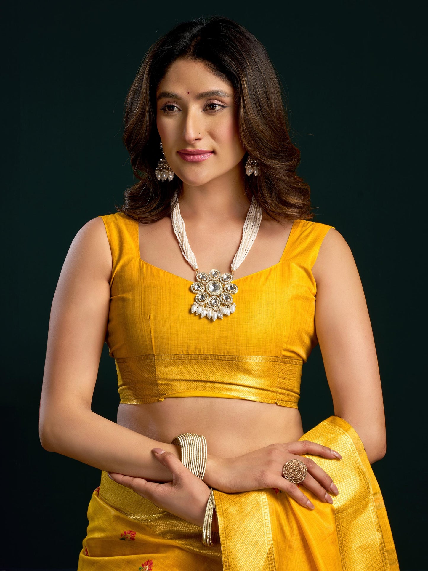 Amazing Yellow Floral Embroidered Cotton Haldi Wear Saree
