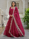 Marvelous Pink Georgette Reception Wear Plain Gown