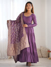 Pretty Wine Chanderi Silk Anarkali Suit With Banarasi Dupatta