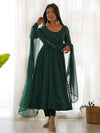 Green Leheriya Printed Georgette Mehndi Wear Anarkali Suit
