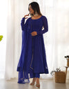 Astonishing Blue Leheriya Printed Georgette Festive Anarkali Suit