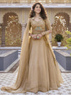 Alluring Brown Embroidered Crunchy Wedding Lehenga Choli