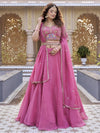 Fantastic Pink Embroidered Crunchy Designer Lehenga Choli