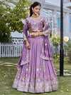 Amazing Purple Embroidered Silk Engagement Lehenga Choli