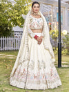 Aesthetic Off-White Embroidered Silk Bridesmaid Lehenga Choli