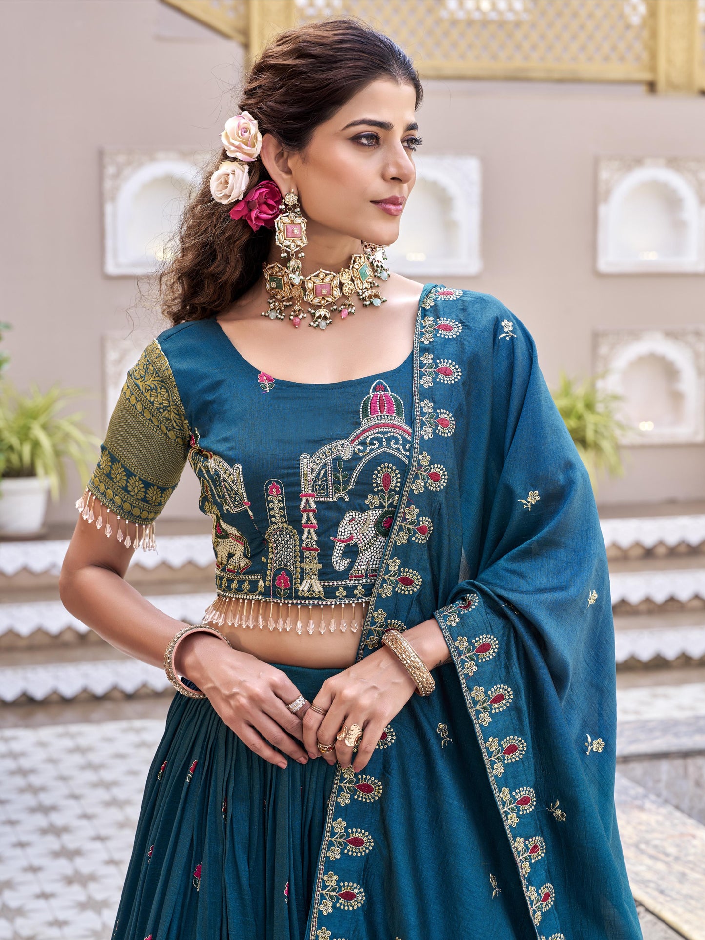 Marvelous Blue Zari Work Silk Engagement Lehenga Choli