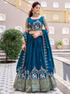 Marvelous Blue Zari Work Silk Engagement Lehenga Choli