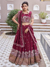 Gorgeous Maroon Zari Work Silk Reception Lehenga Choli