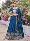 Elegant Blue Sequins Work Silk Engagement Lehenga Choli