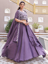 Chic Purple Embroidered Silk Engagement Lehenga Choli