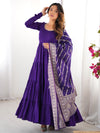 Impressive Purple Chanderi Silk Festival Wear Anarkali Suit