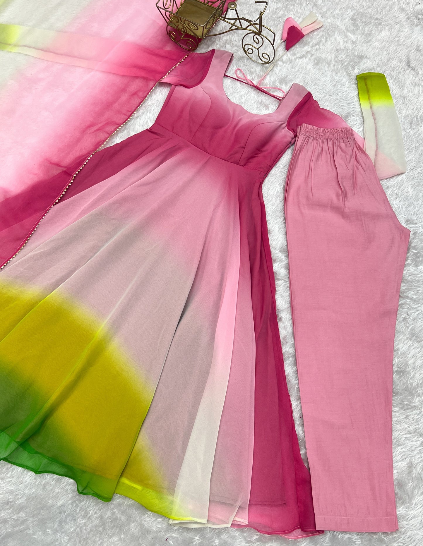 Mesmerizing Multi Color Plain Georgette Anarkali Suit