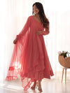 Marvelous Pink Embroidered Georgette Engagement Anarkali Suit