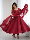 Adorable Maroon Embroidered Georgette Engagement Anarkali Suit