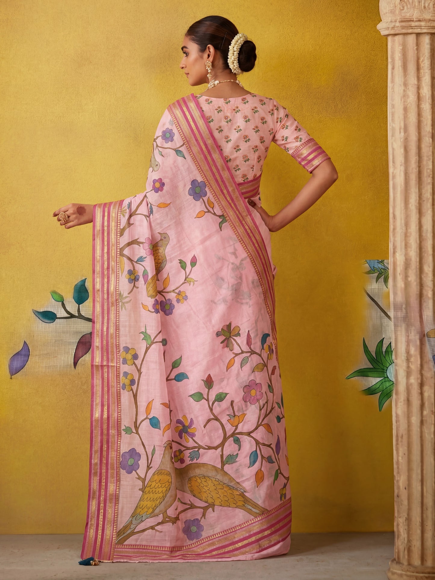 Precious Pink Digital Printed Silk Festive Wear Saree
