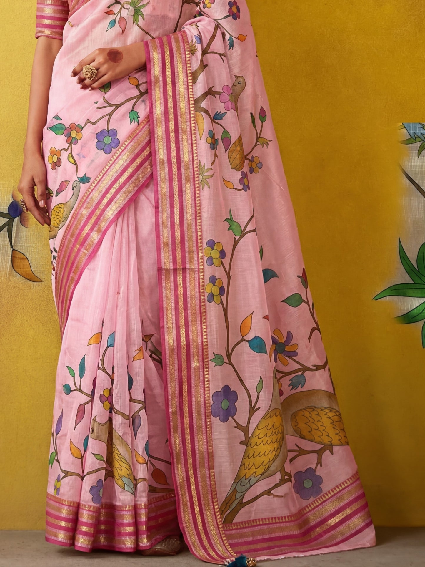 Precious Pink Digital Printed Silk Festive Wear Saree