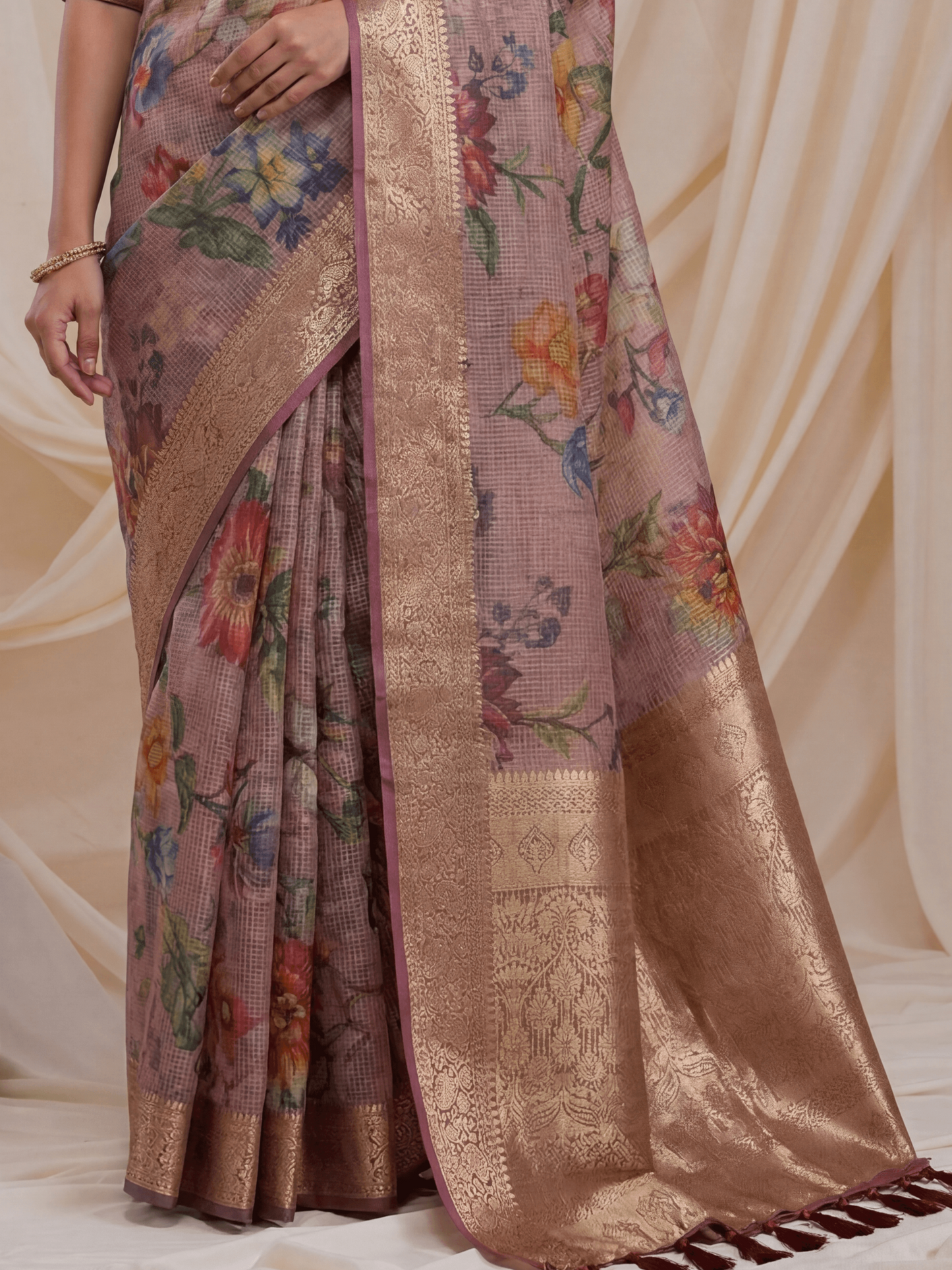 Enchanting Pink Zari Work Silk Reception Wear Saree
