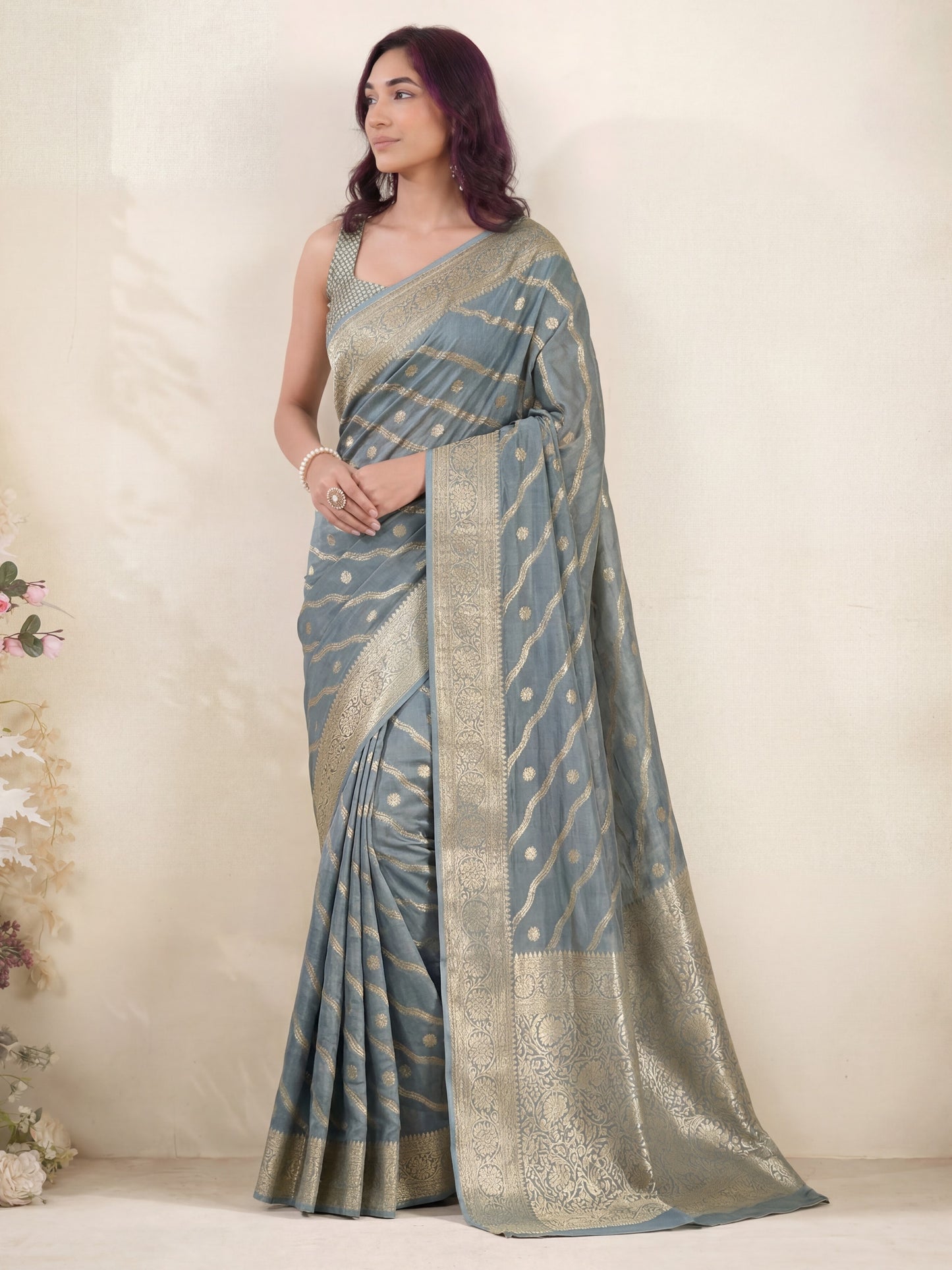 Marvelous Blue Zari Weaving  Silk Engagement Wear Saree