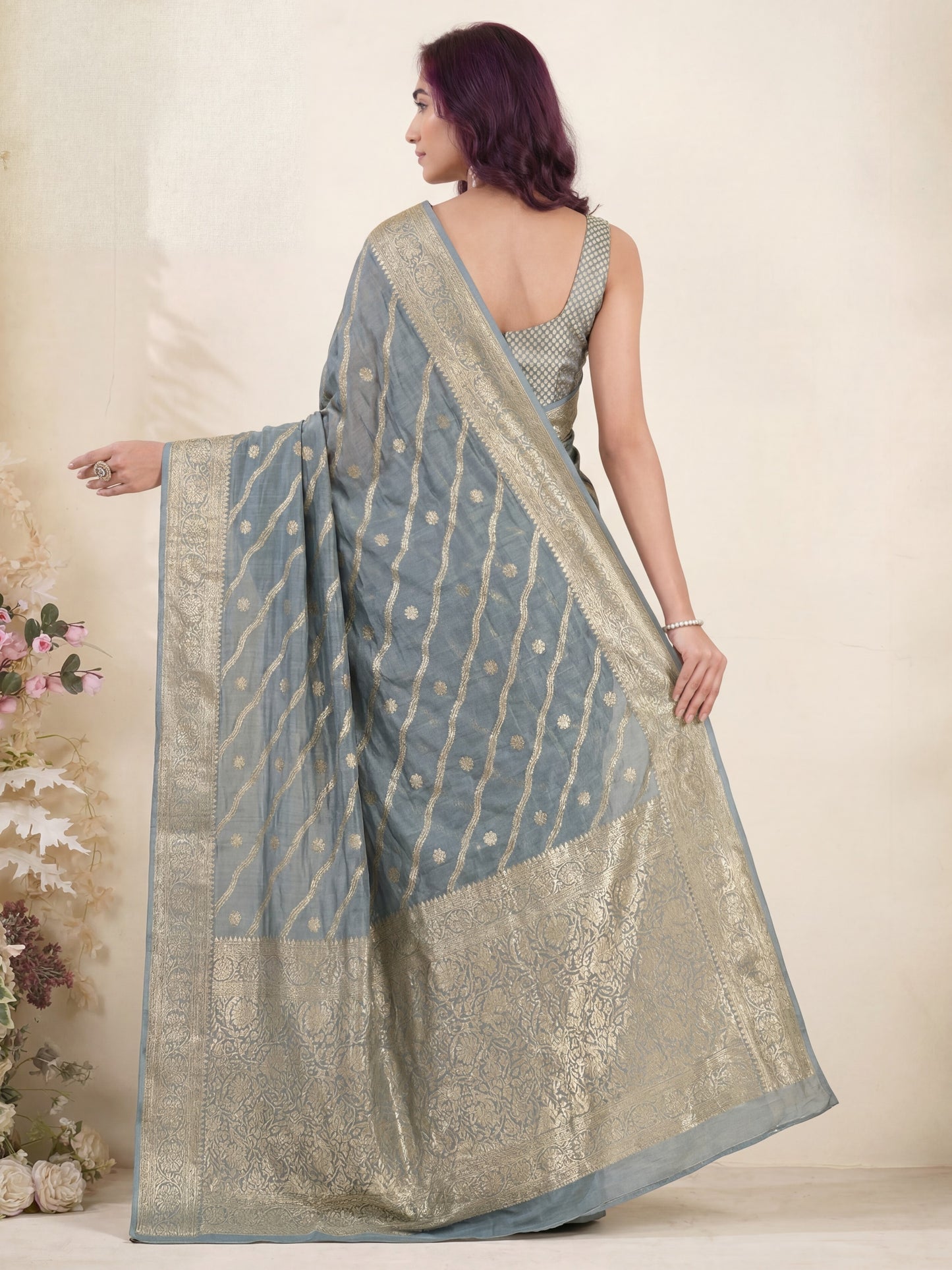 Marvelous Blue Zari Weaving  Silk Engagement Wear Saree