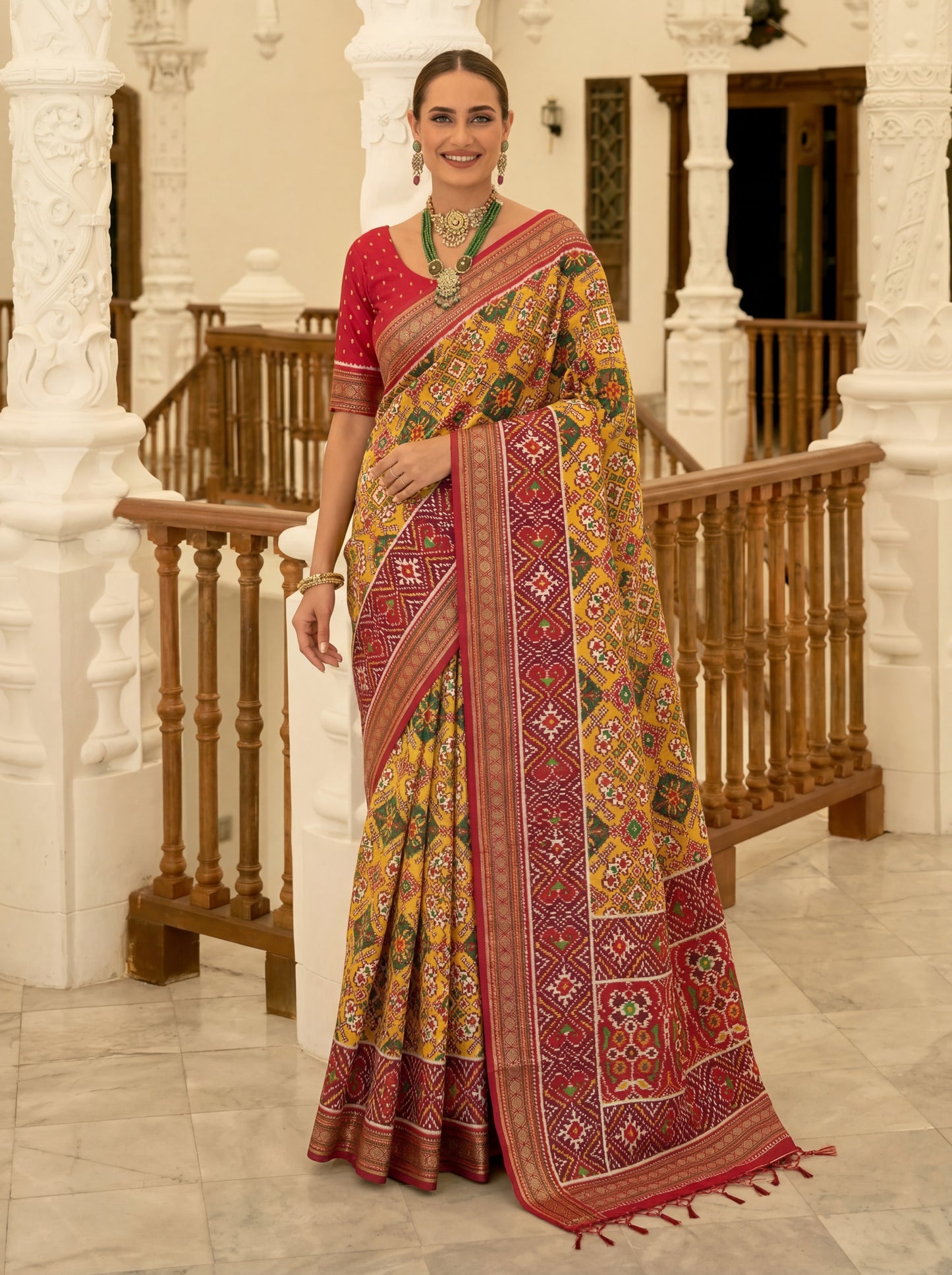 Alluring Yellow Patola Printed Silk Haldi Wear Saree