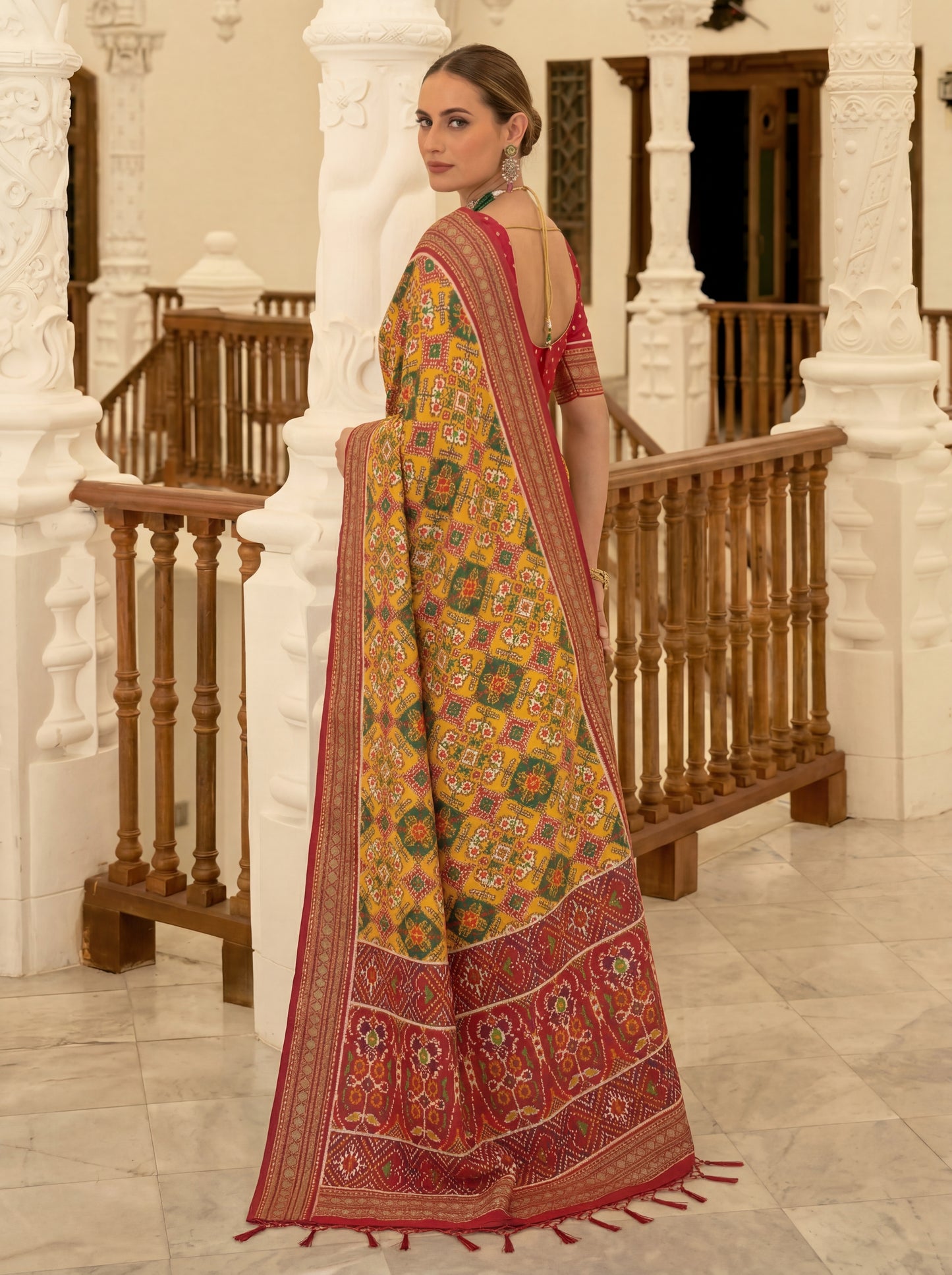 Alluring Yellow Patola Printed Silk Haldi Wear Saree