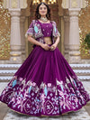 Awesome Wine Embroidered Silk Bridesmaid Crop top Lehenga