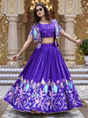 Astonishing Purple Embroidered Silk Crop top Lehenga With Jacket