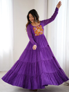 Adorable Purple Leheriya Printed Georgette Navratri Gown