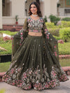 Fabulous Green Embroidered Silk Designer Lehenga Choli