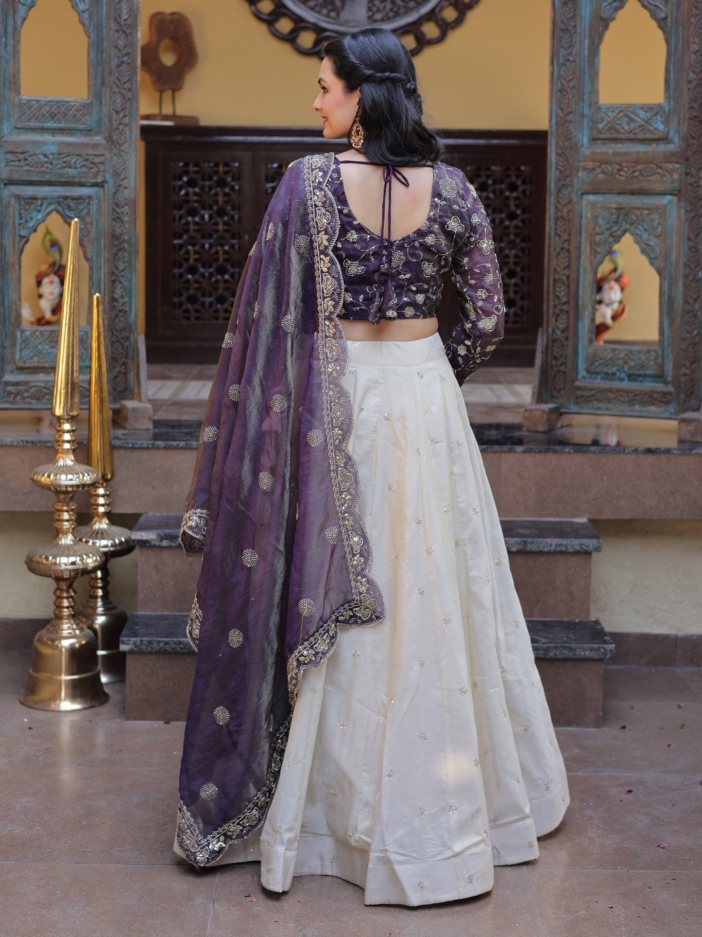 Lavishing Purple Zari Work Silk Reception Lehenga Choli