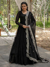 Beautiful Black Plain Georgette Party Wear Gown