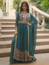 Alluring Blue Georgette Reception Nayra-cut Sharara Suit