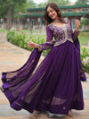 Adorable Purple Zari Work Georgette Designer Wedding Gown
