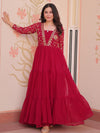 Charming Red Zari Work Georgette Wedding Wear Gown