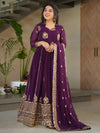 Exquisite Purple Zari Work Georgette Bridesmaid Gown