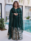 Charming Green Embroidered Crush Silk Mehndi Wear Gown