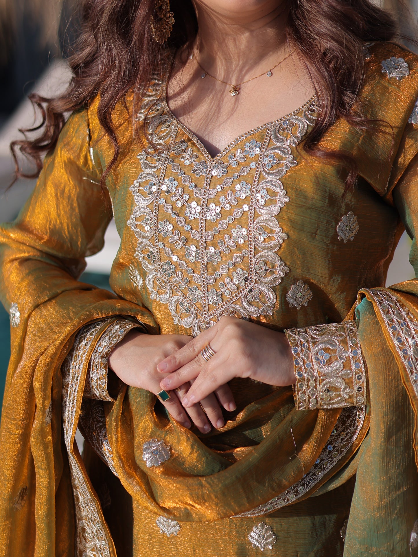 Astonishing Green Embroidered Fendy Mehndi Wear Palazzo Suit