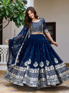 Amazing Blue Sequins Work Georgette Sangeet Lehenga Choli