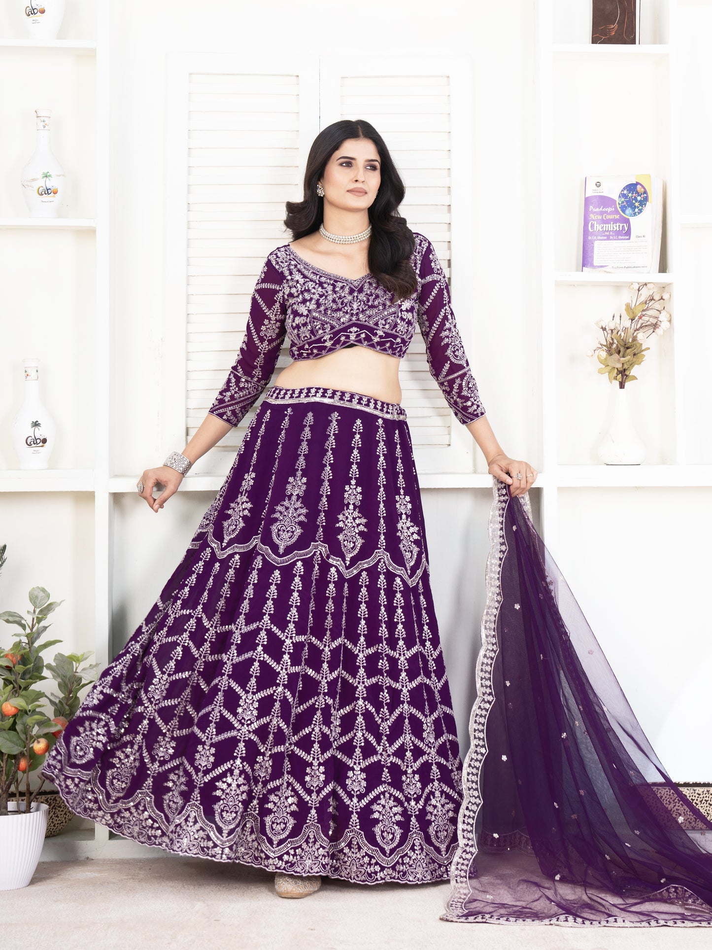 Spectacular Purple Heavy Embroidered Georgette Lehenga Choli
