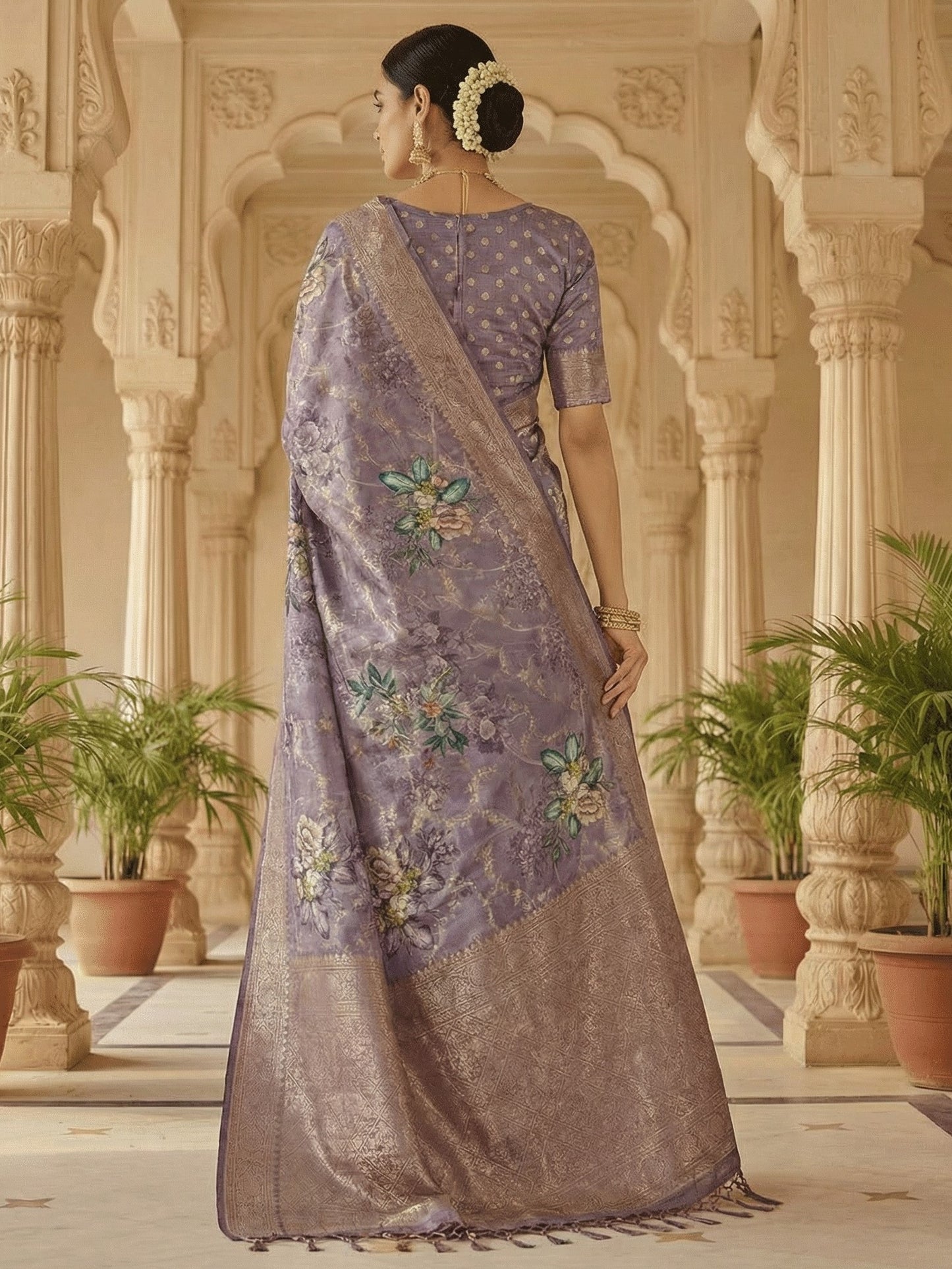 Impressive Purple Zari Weaving Silk Wedding Wear Banarasi Saree