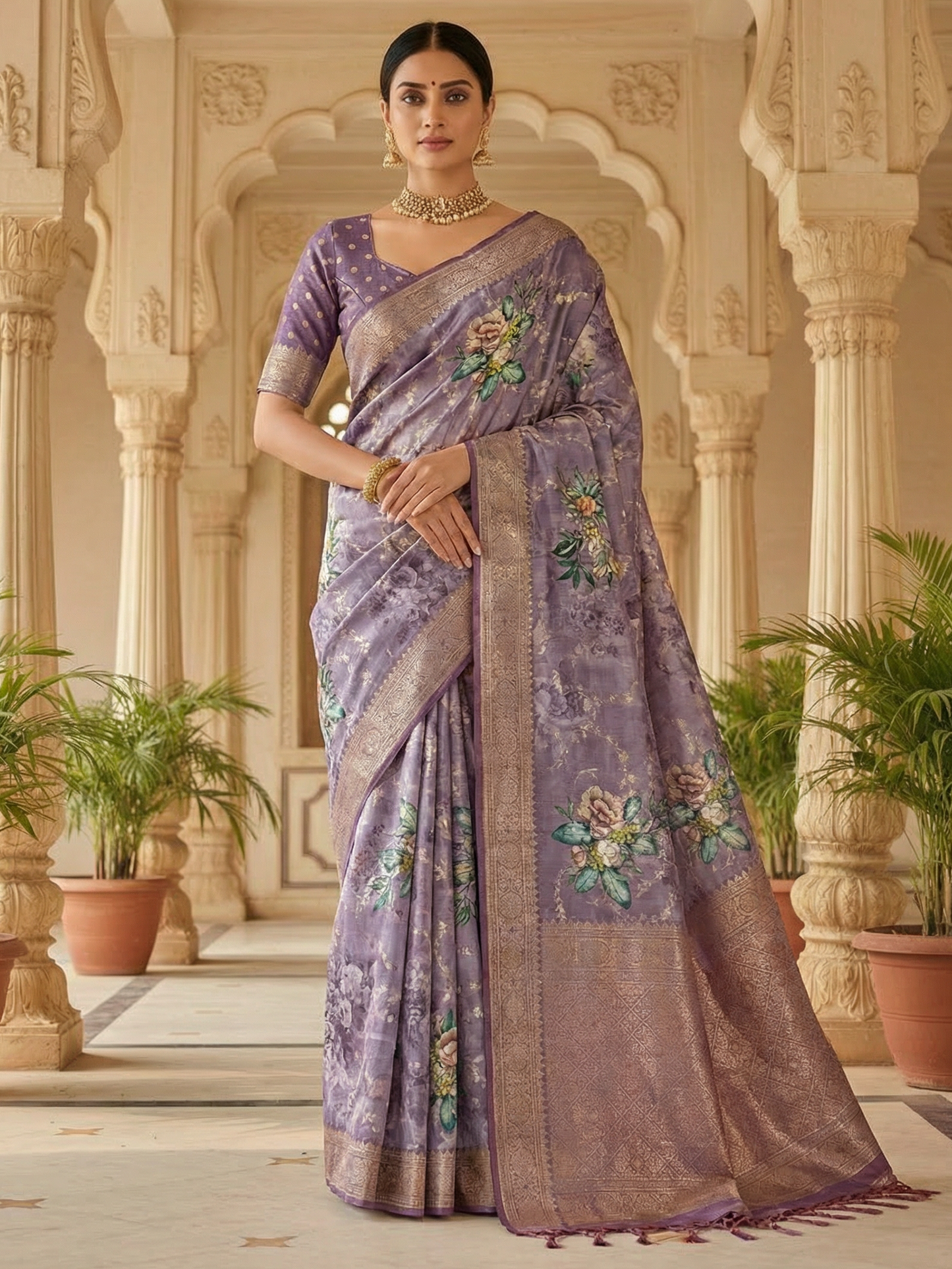 Impressive Purple Zari Weaving Silk Wedding Wear Banarasi Saree