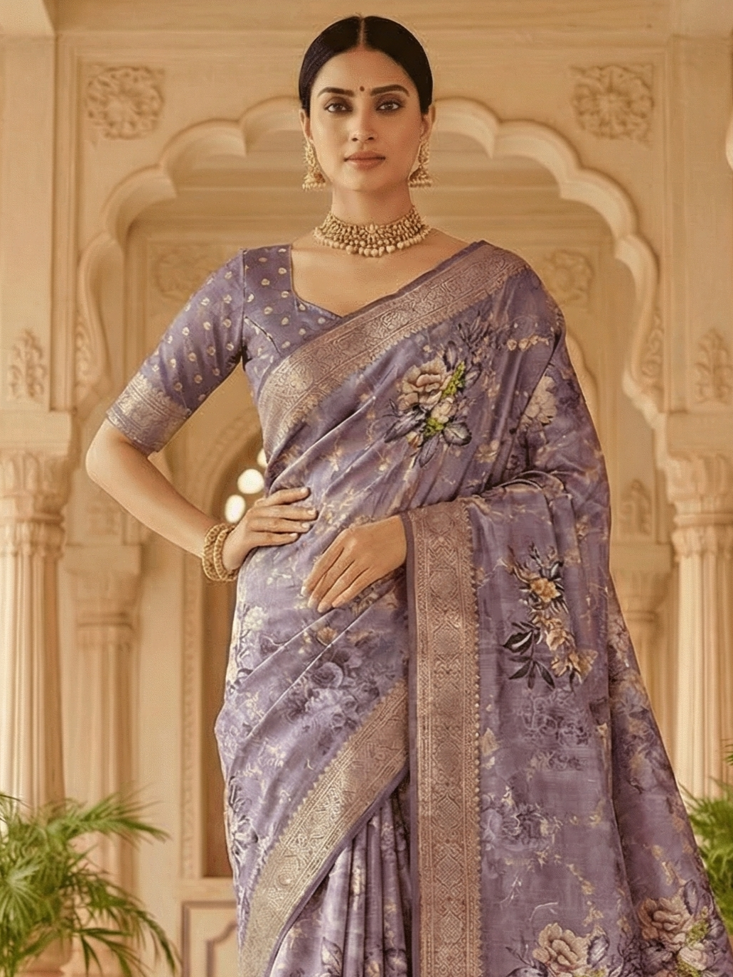Impressive Purple Zari Weaving Silk Wedding Wear Banarasi Saree