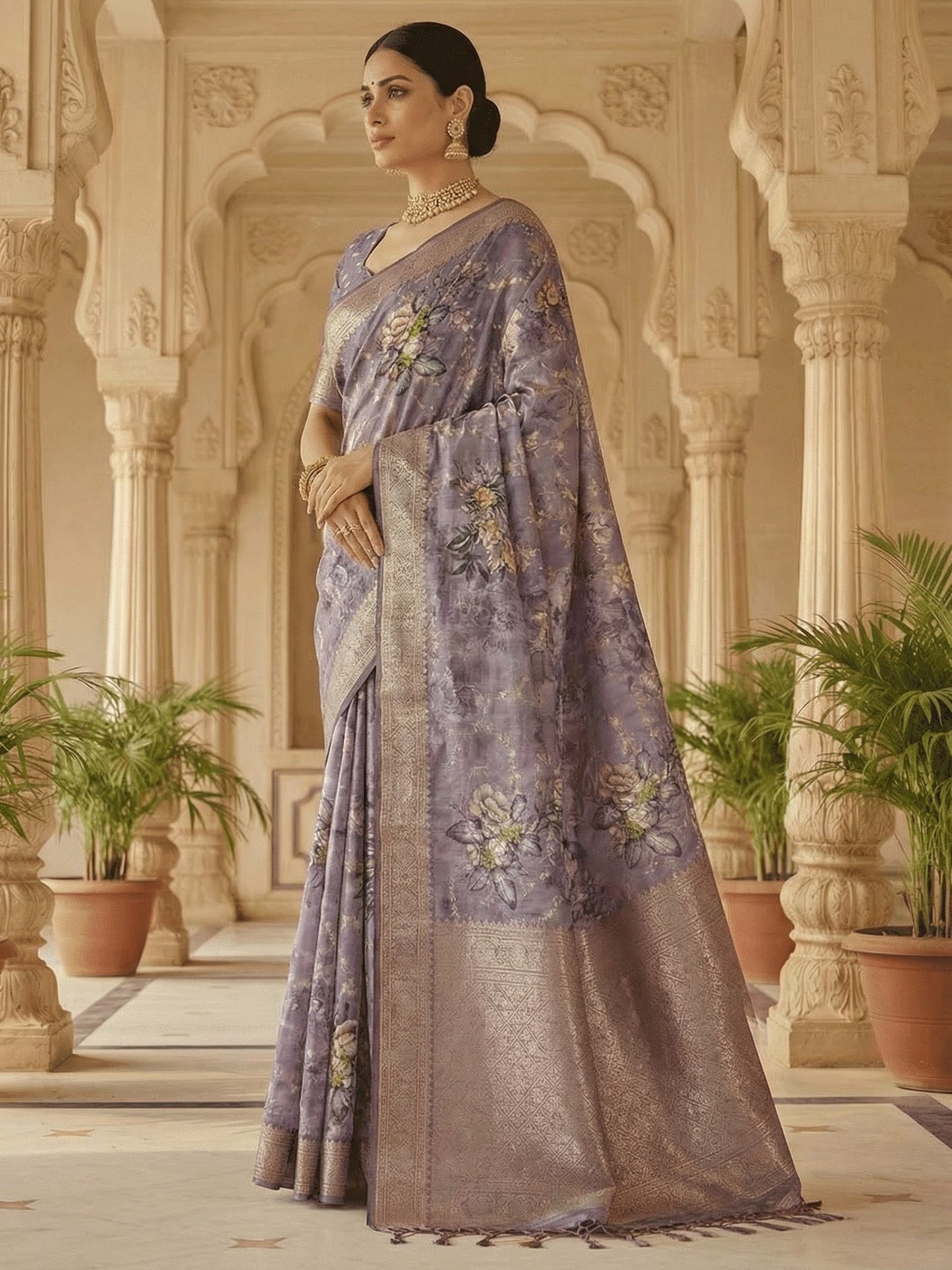 Impressive Purple Zari Weaving Silk Wedding Wear Banarasi Saree