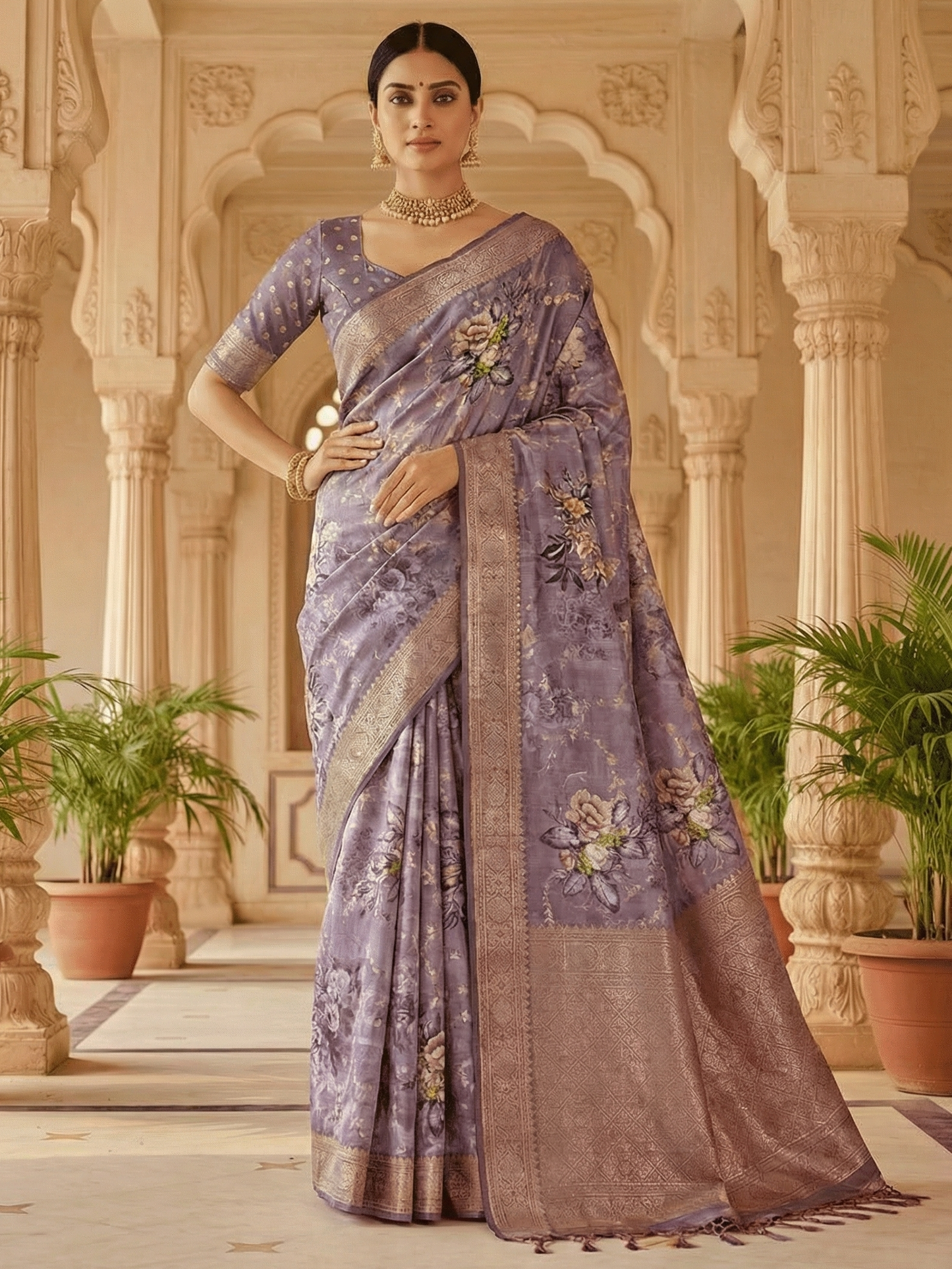 Impressive Purple Zari Weaving Silk Wedding Wear Banarasi Saree