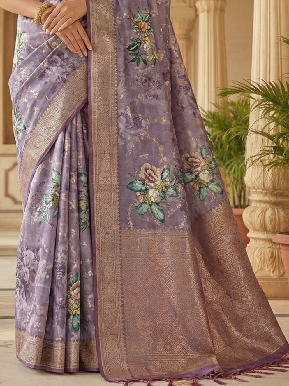 Impressive Purple Zari Weaving Silk Wedding Wear Banarasi Saree